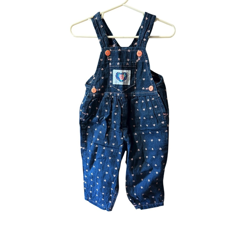 Liberty Vintage‎ Overalls Girls 12 Months Heart Pattern 90s Made in USA